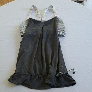 Lululemon bra tank layered cinchable overlay gray